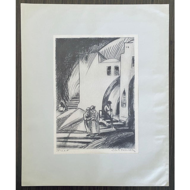 Black Isaac Lichtenstein 1, Bezalel School Jerusalem Israeli Judaica Etching - Street For Sale - Image 8 of 8
