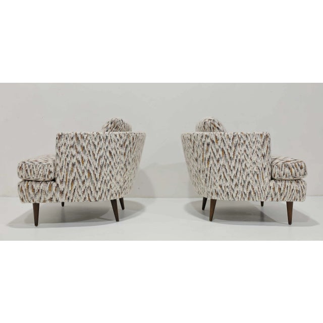 Mid 20th Century Mid-20th Century Lounge Chairs Attributed to Edward Wormley for Dunbar in Holland & Sherry Fabric, Set of 2 For Sale - Image 5 of 8
