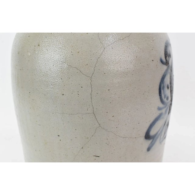 Antique 1800s Reidinger & Caire Ny Stoneware Salt Glazed Cobalt Pottery Jug Vase For Sale - Image 10 of 10