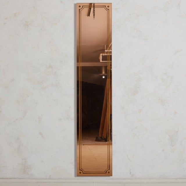 Rose Gold Back Painted Mirror No. 05, France 1920s For Sale - Image 4 of 11