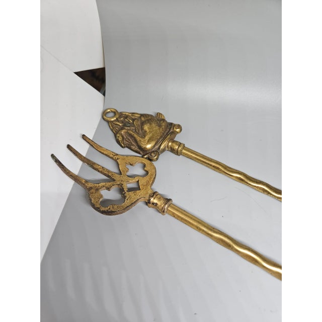 American Vintage Long Handled Brass Fire Toasting Fork For Sale - Image 3 of 5