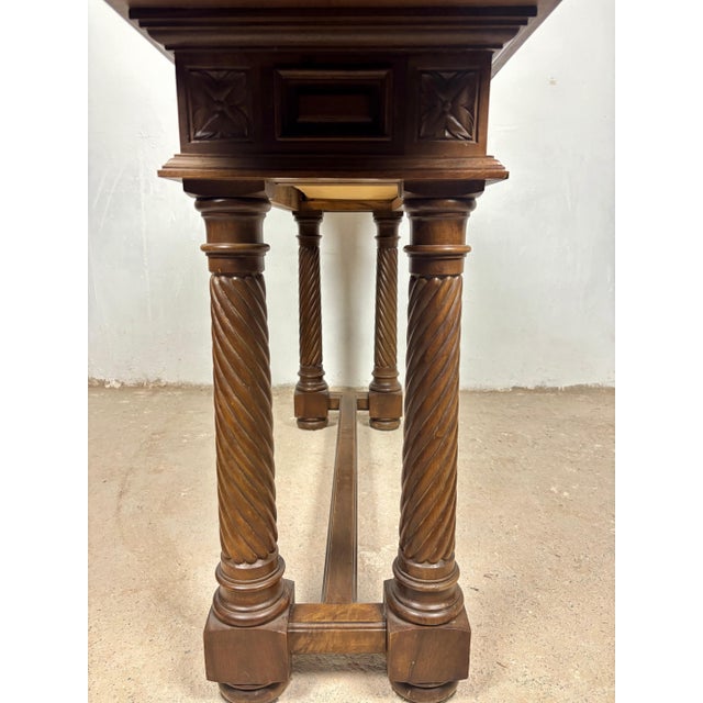 Wood Spanish Walnut Console Table with Barley Twist Legs, 1940s For Sale - Image 7 of 16