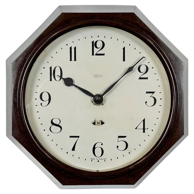Industrial Bakelite Brown Wall Clock from Smith Electric, 1950s For Sale