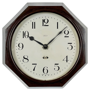 Industrial Bakelite Brown Wall Clock from Smith Electric, 1950s