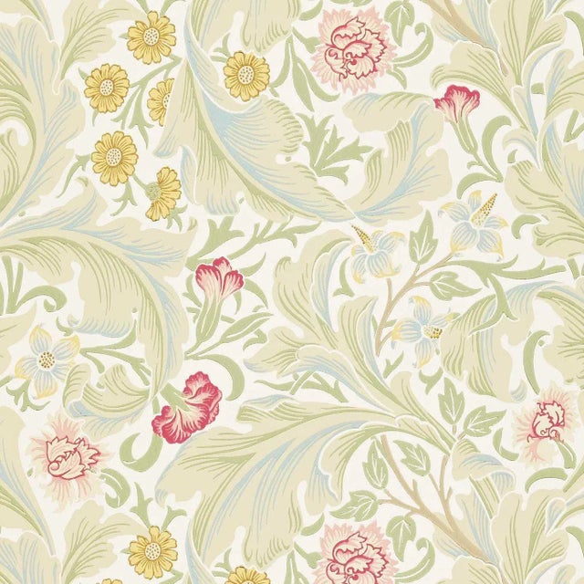 Morris & Co Leicester Wallpaper in Marble/Rose - a Sample For Sale