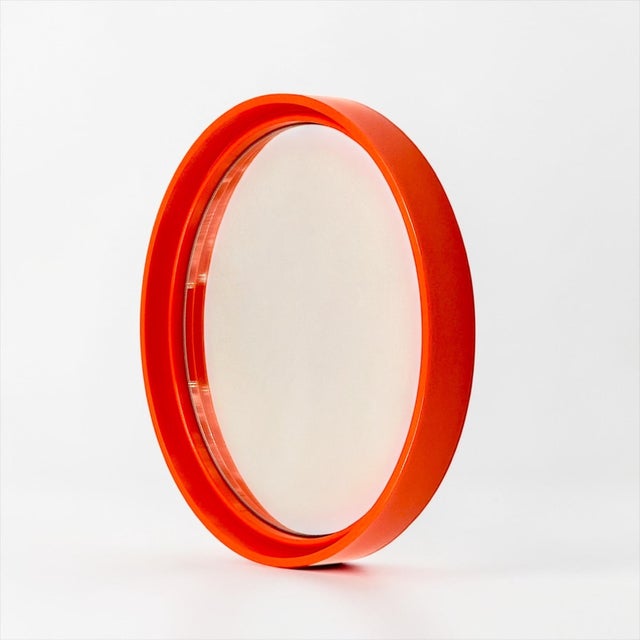 French Space Age Orange Wall Mirror from Gilac, 1970s For Sale - Image 4 of 13