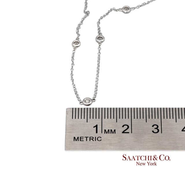 14k(585) White Gold Natural Diamond Adjustable by the Yard Necklace/Pendant For Sale - Image 9 of 12