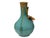 Turquoise Teal Bulbous Round Body Orange Dimensional Lily Flower Art Vase For Sale In San Francisco - Image 6 of 15