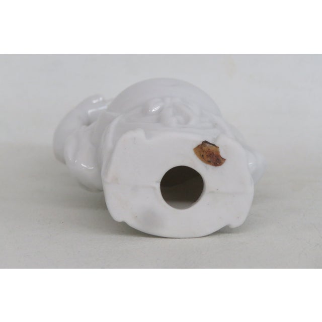 White Ceramic Laughing Buddha With Arms Raised Hotei Figurine Gloss Finish 5027b For Sale In Miami - Image 6 of 10