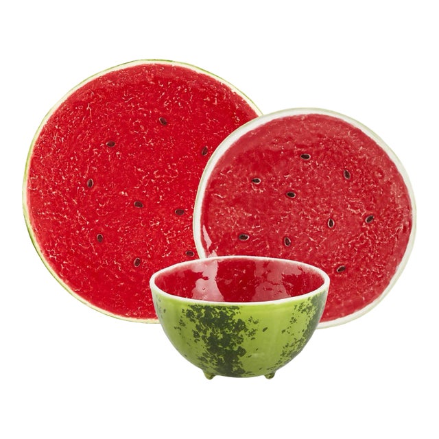 Bordallo Pinheiro Watermelon Place Setting, 3 Pieces For Sale