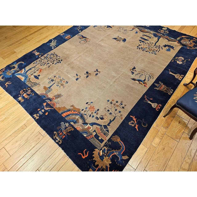Vintage Chinese Art Deco Rug, Hand-Knotted Wool, Four Dragons Design, 9' x 12' For Sale - Image 4 of 18