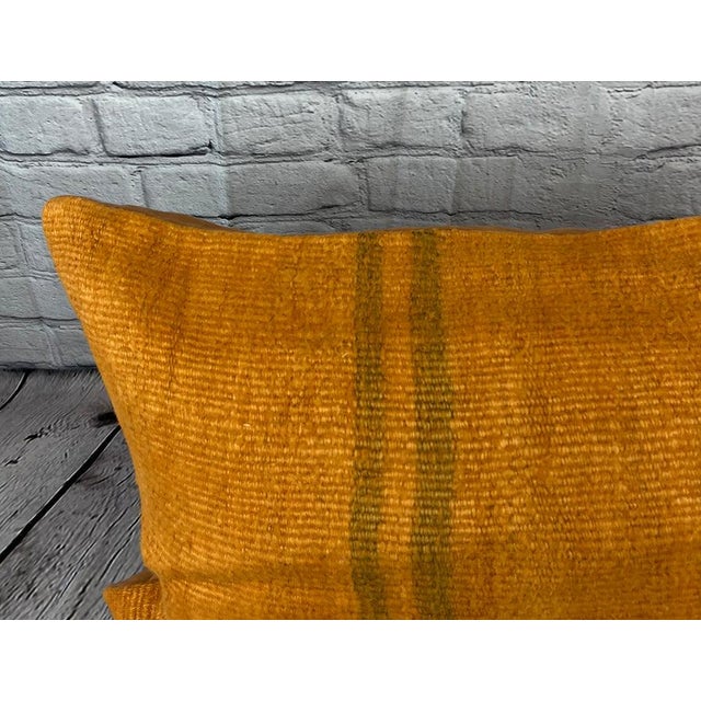 Turkish 16 x 24 Hemp Pillow Turkish Cushion Natural Orange Pillow Cushion Cover For Sale - Image 3 of 4