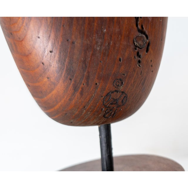 1980's Carved Wood Folk Art Owl After Smithsonian Museum Example, Signed For Sale - Image 9 of 13
