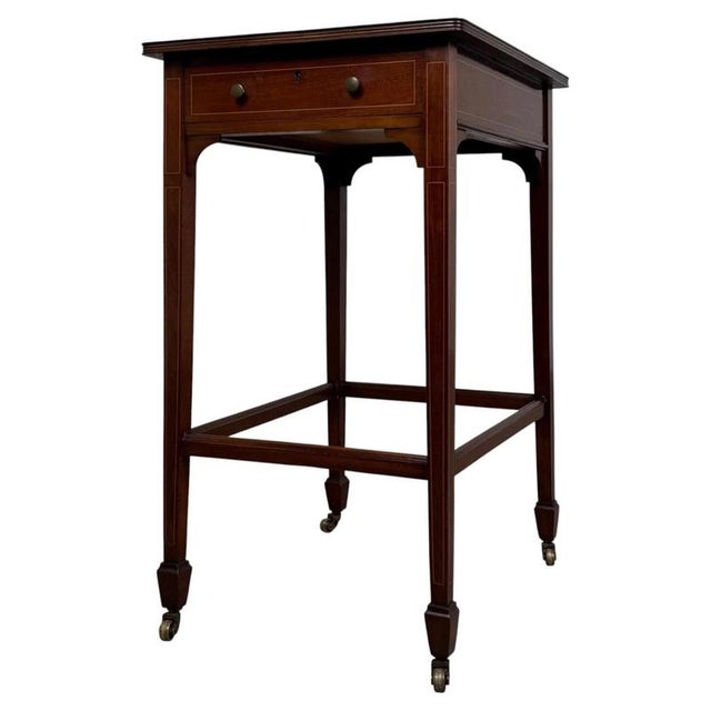 19th Century English Mahogany Side Table with Satinwood Inlay For Sale - Image 11 of 13