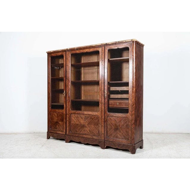 19th Century French Walnut Armoire or Bookcase For Sale - Image 3 of 17