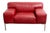 This Contemporary American Leather Tuscany Chair features a bold, architectural silhouette upholstered in rich red leather...