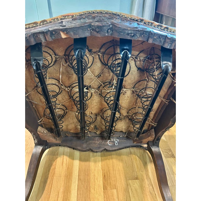 Antique French Louis XV Rococo Revival Walnut Fauteuil With Original Needlepoint Petit Point Upholstery, Circa 1880 For Sale - Image 17 of 18