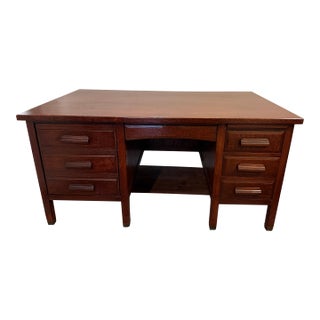 1930s Solid Oak Craftsman Typewriter Desk For Sale