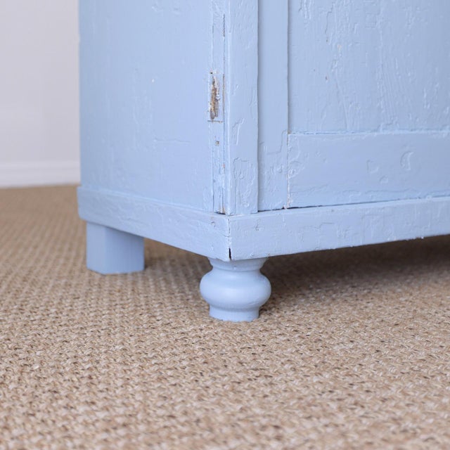 Antique Blue Painted Pine Cupboard - Circa 1880 For Sale - Image 13 of 14