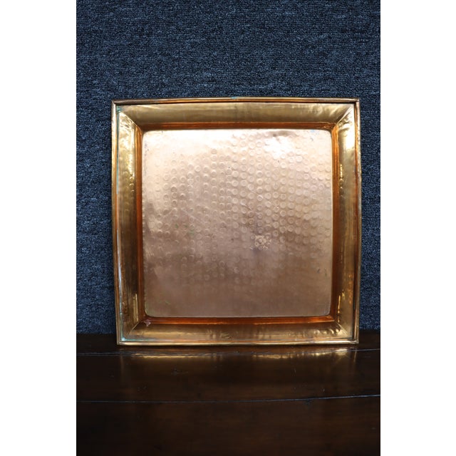 Hammered Copper Square Tray With Wide Gallery Rim For Sale - Image 9 of 10