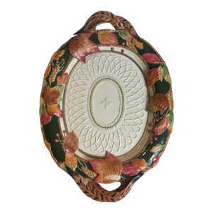 1990s Vintage Fitz and Floyd Soup Tureen Tray Huntington Pheasant Centerpiece