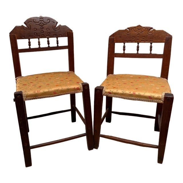 Early 1900s Handmade Vintage California Mission-Style Children's Chairs Pair For Sale
