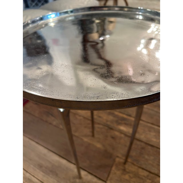 Modern Modern Chrome Round End Table With Sculptural Tapered Legs For Sale - Image 3 of 6