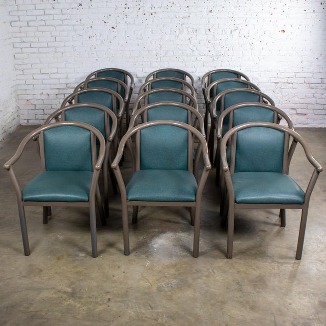Late 20th Century Modern Set of 15 MTS Dining or Waiting Room Chairs Gray Frames & Blue Vinyl For Sale - Image 9 of 18