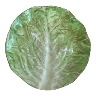 Early 1900s Lettuce Leaf Form Majolica Plate For Sale