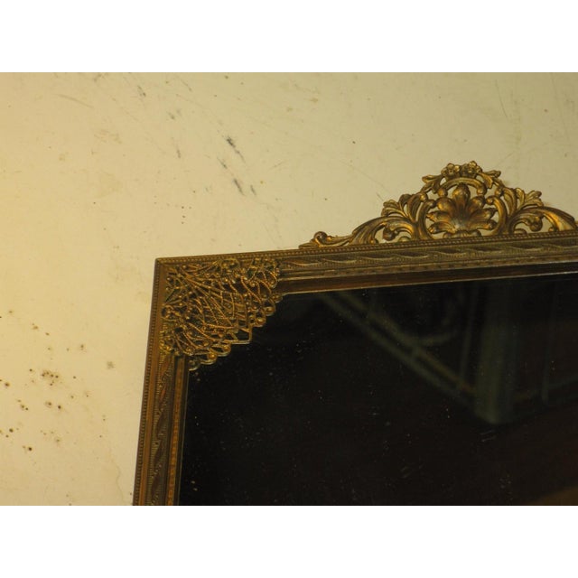 Early 20th Century Neoclassical French Dresser Tray Antique Bronze Mirrored Openwork Handles For Sale - Image 5 of 12