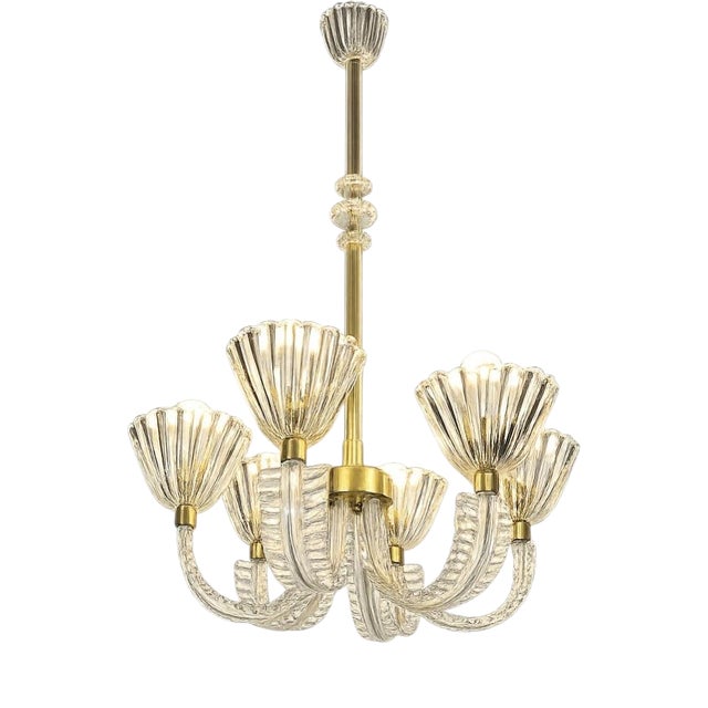 Murano Glass Chandelier attributed to Ercole Barovier, 1940s For Sale