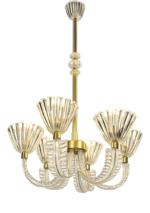 Murano Glass Chandelier attributed to Ercole Barovier, 1940s