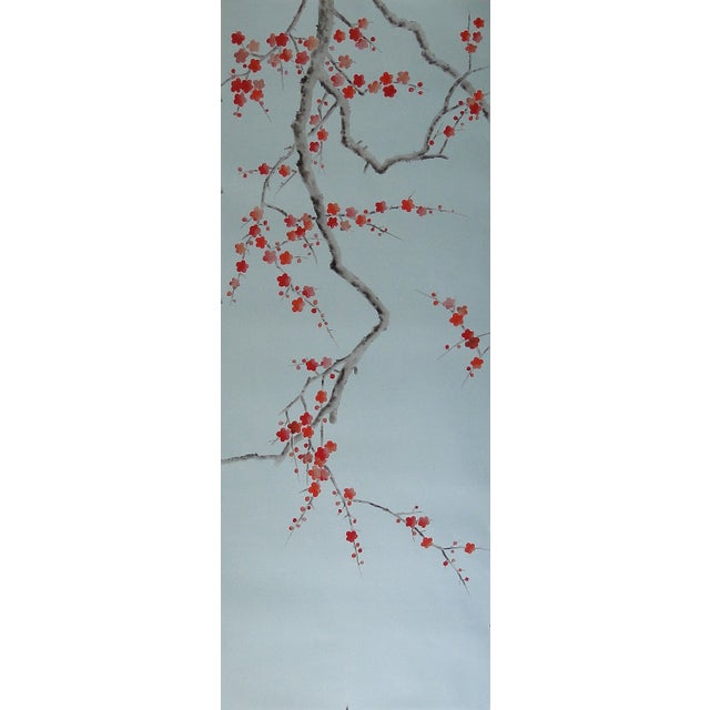 Pronus----Plum Blossom in Unconscious Style on dyed silk ground No.19 Ground color: light blue material: dyed silk panel...