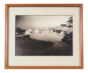 Early 20th Century "Nantucket Harbor" Black & White Photograph by James F. Barker, Framed