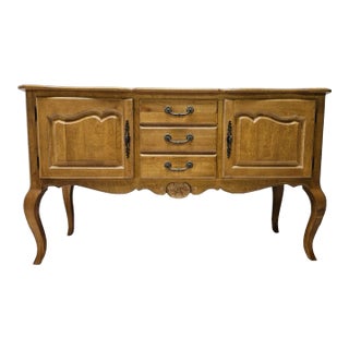 1990s Ethan Allen French Country Carved High Legged Buffet Sideboard Server Console For Sale