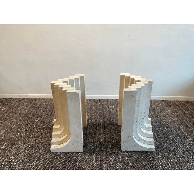 Vintage 1970s Travertine Table in the Manner of Carlo Scarpa For Sale - Image 11 of 12