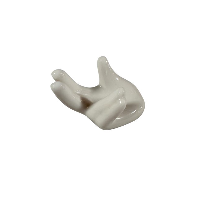 Super Cute, White Ceramic Hand Business Card Holder For Sale - Image 4 of 5