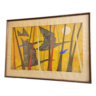 Yoshiharo Kimura, Composition, 1972, Limited Edition Color Woodblock Print For Sale