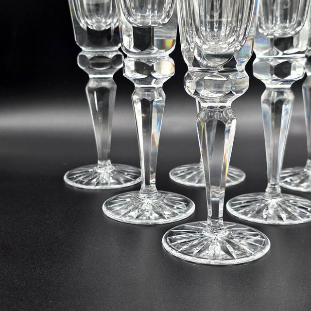 Glass Ceska Regency Crystal Champagne Flutes, Set of 6 For Sale - Image 7 of 9