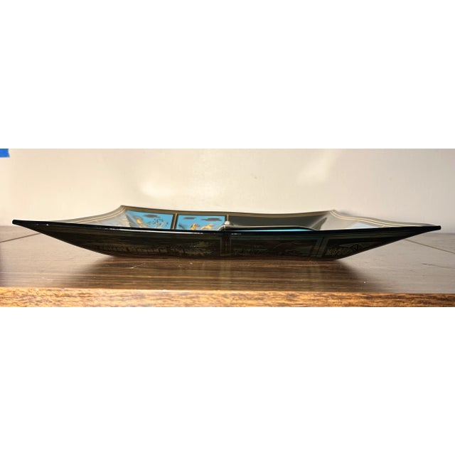 American Vintage 1960’s Anheuser-Busch Busch Gardens Smoked Glass Souvenir Divided Snack Tray For Sale - Image 3 of 4