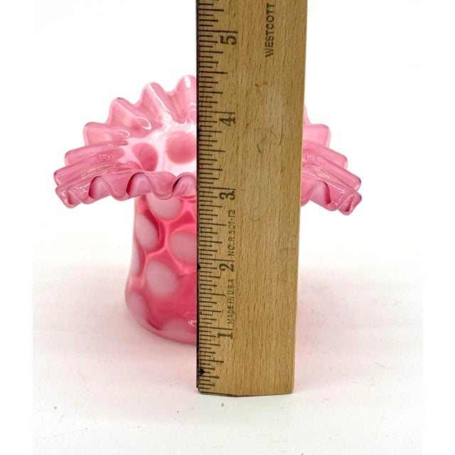 Vintage Fenton Cranberry Opalescent Coin Dot Top Hat Vase With Ruffled Rim For Sale - Image 9 of 9
