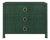 Matthew Izzo Home Getty Green Grasscloth Three Drawer Chest With Antique Brass Circle Drawer Pull For Sale
