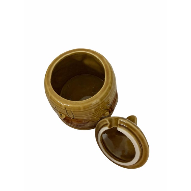 1980s Vintage Brown Glazed Honey Bee Jar Server For Sale - Image 5 of 6