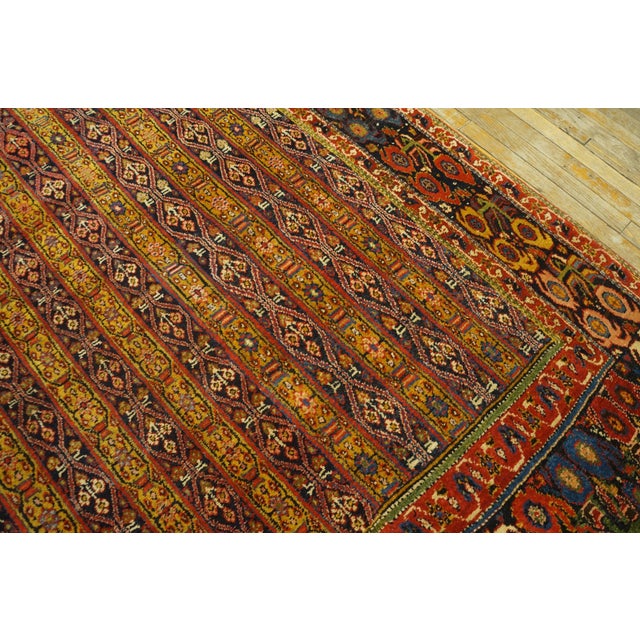 Mid 19th Century A Allover-Geometric Design Antique Persian Bijar Gallery Rug With Red Background Color For Sale - Image 5 of 12