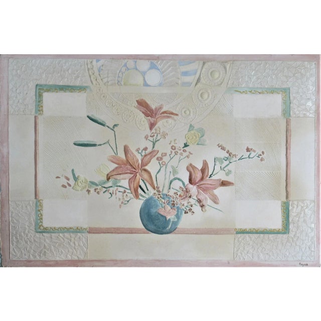 This artwork titled "Flourish" is a cast paper bas relief by noted American artist Richard Benjamin Royce, born 1941. It...