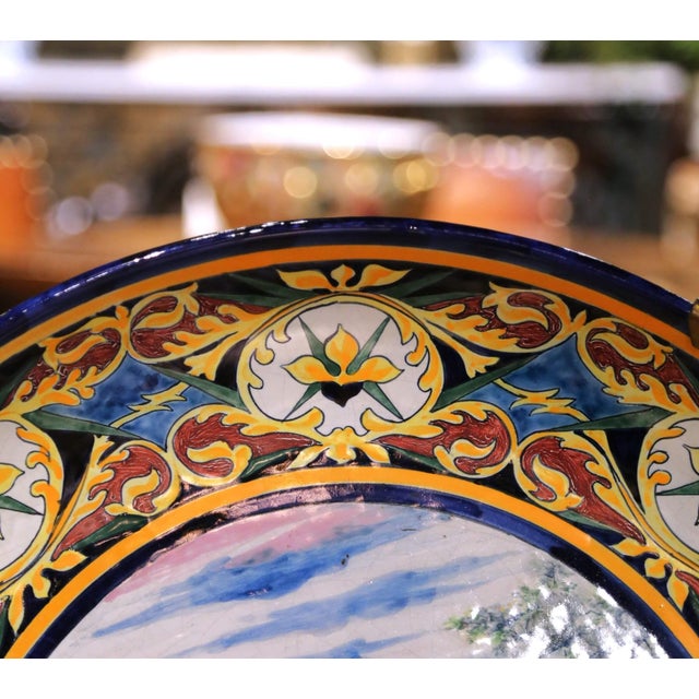 Ceramic 19th Century French Hb Quimper Faience Decorative Wall Platter or Serving Tray For Sale - Image 7 of 11