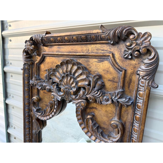 2010s Vintage Italian Rococo-Style Carved Mirror by La Barge For Sale - Image 5 of 13