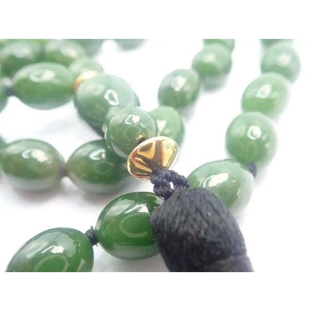 1970s 1970s Tiffany & Co. Angela Cummings Nephrite Jade Bead Yellow Gold Necklace For Sale - Image 5 of 12