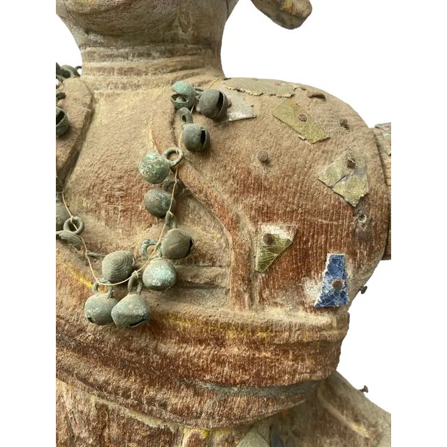 Life-Sized Burmese Wooden Teak Nat Statue Spirit Guardians Pair, Early 20th Century For Sale - Image 15 of 17