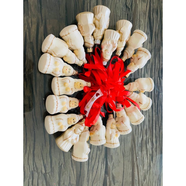 Vintage Hand painted European Iwhite and pearl angels figurines Christmas Ornaments. 25 pcs set. Made in old European...